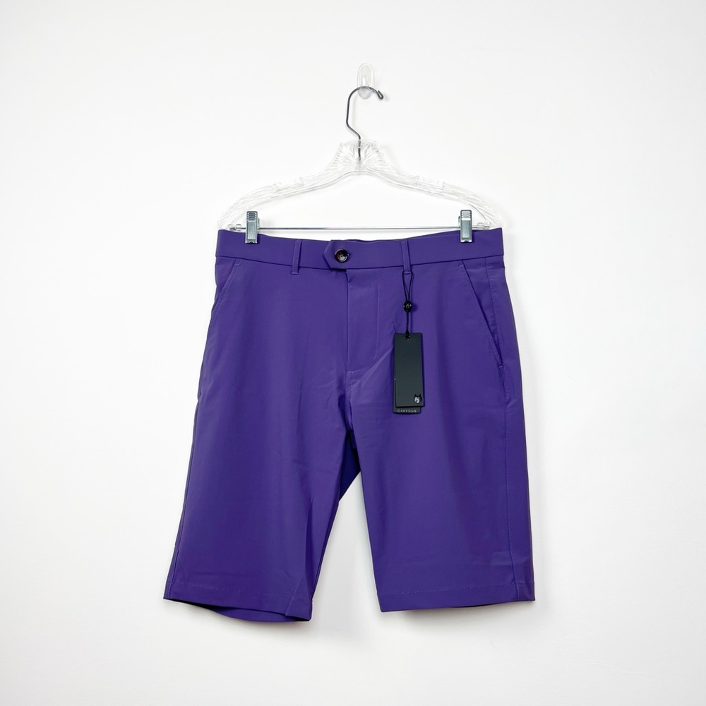 Greyson Purple Men Shorts Flat Front